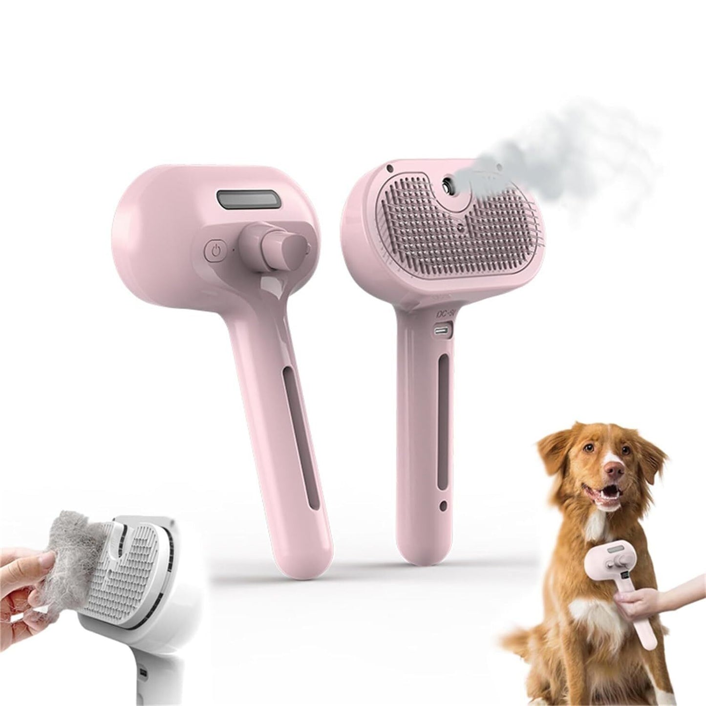 Plufura Dog Brush, 2in1 steamer and hair remover